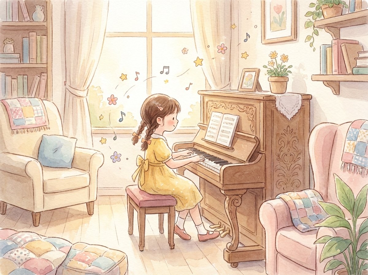 Lucía tocando el piano
