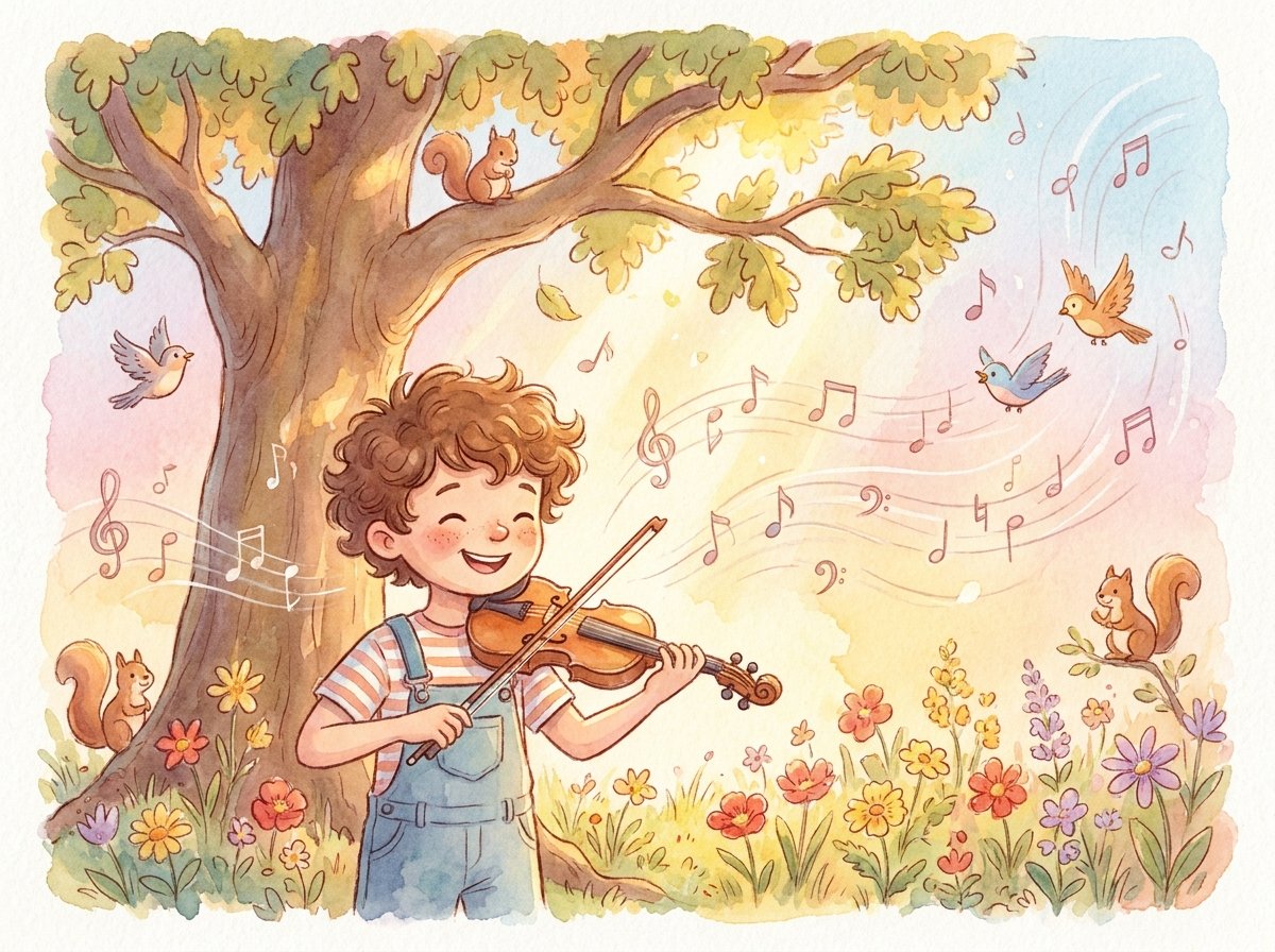 Mateo tocando el violín