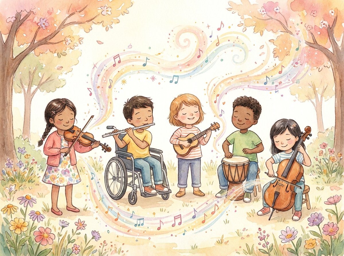 Los niños tocando juntos en armonía